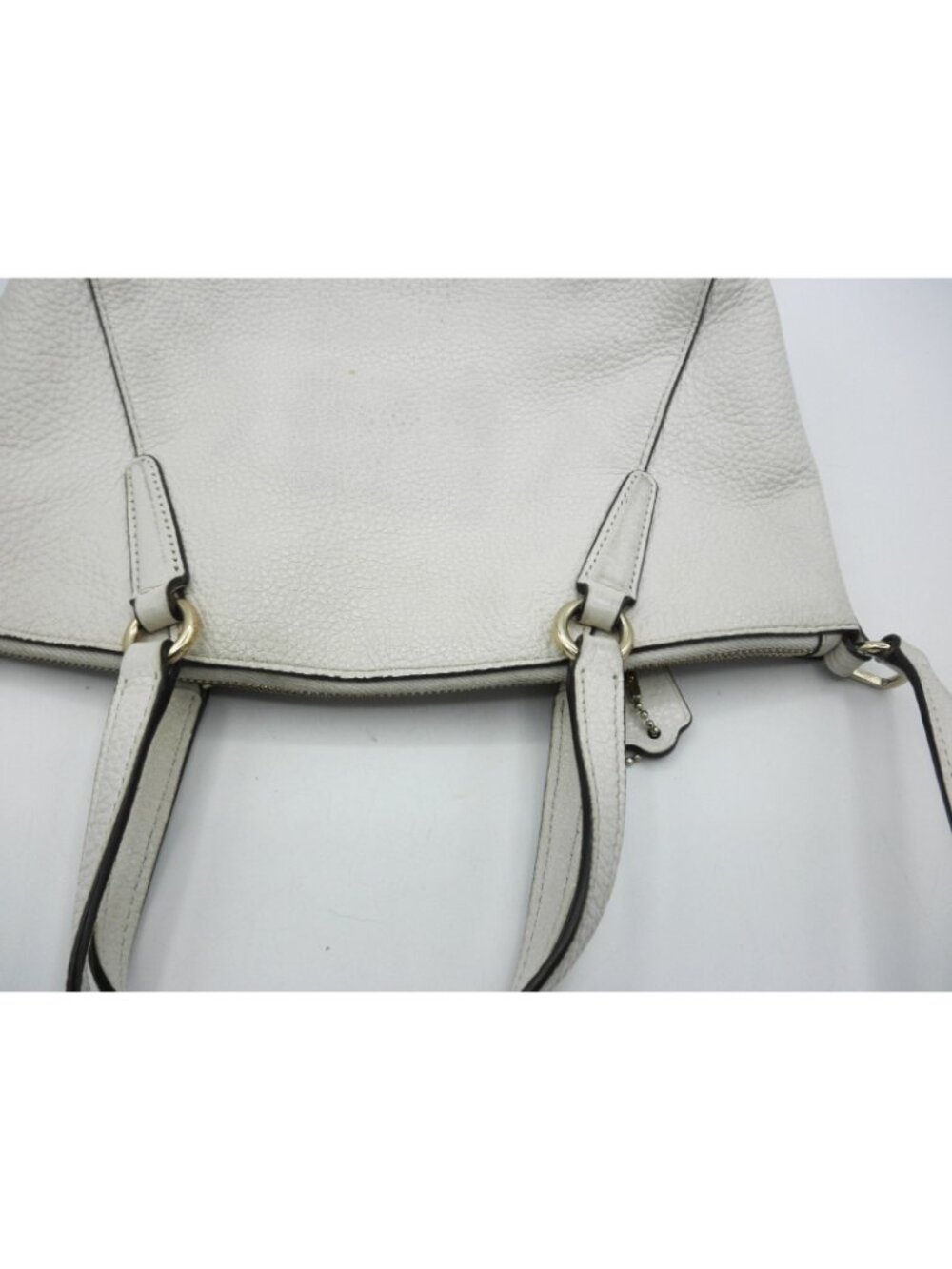 COACH Kelsey Satchel Bag Chalk Pebbled Leather Double Handle Adjustable Strap - Picture 13 of 16